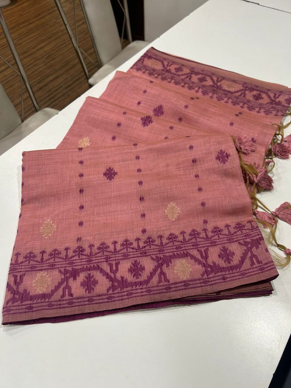 PURE SOFT JAMDANI MUNGA COTTON SAREE - Eshana Collections